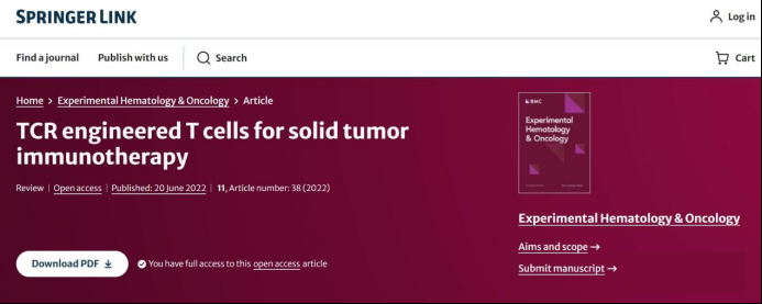 TCR-T疗法治疗胰腺癌使肿瘤消退约72%