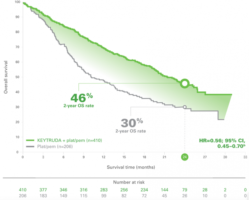 非鳞状细胞癌Keytruda+培美曲塞/卡铂治疗效果
