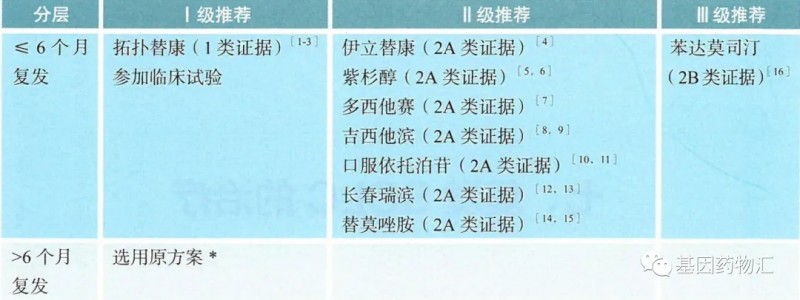 2020年CSCO指南推荐复发性小细胞肺癌二线推荐治疗方案