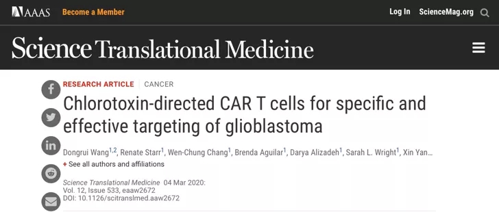 胶质母细胞瘤CAR-T细胞治疗,蝎毒CAR-T细胞疗法CLTX-CAR-T