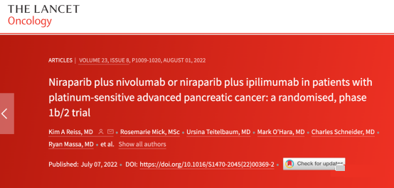胰腺癌新突破,靶向药联合免疫治疗药物晚期胰腺癌6个月无进展生存率59.6%